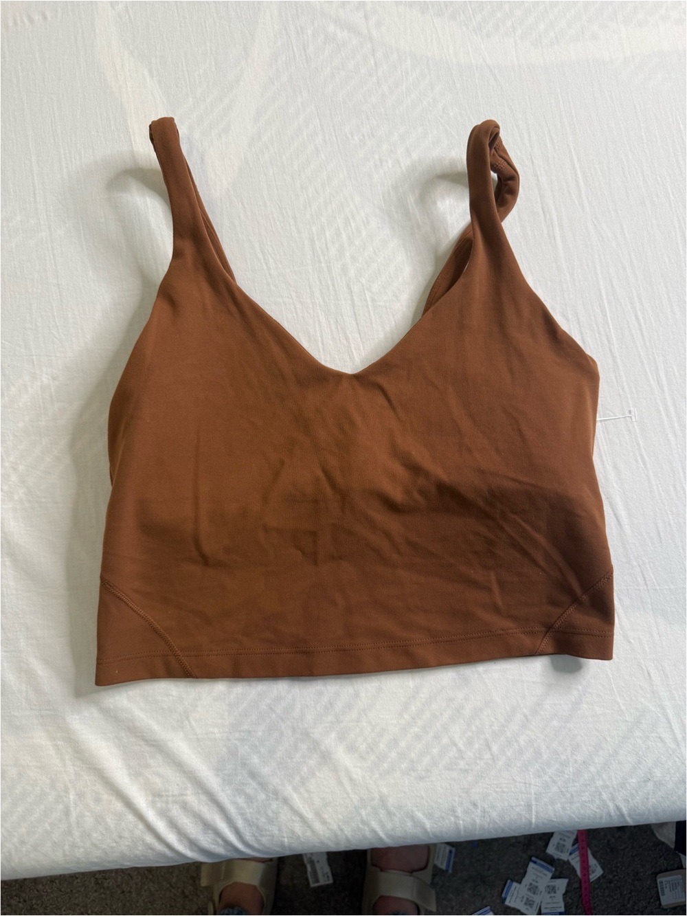 Brown V-Neck Crop Tank Top - Women - Picture 2 of 4